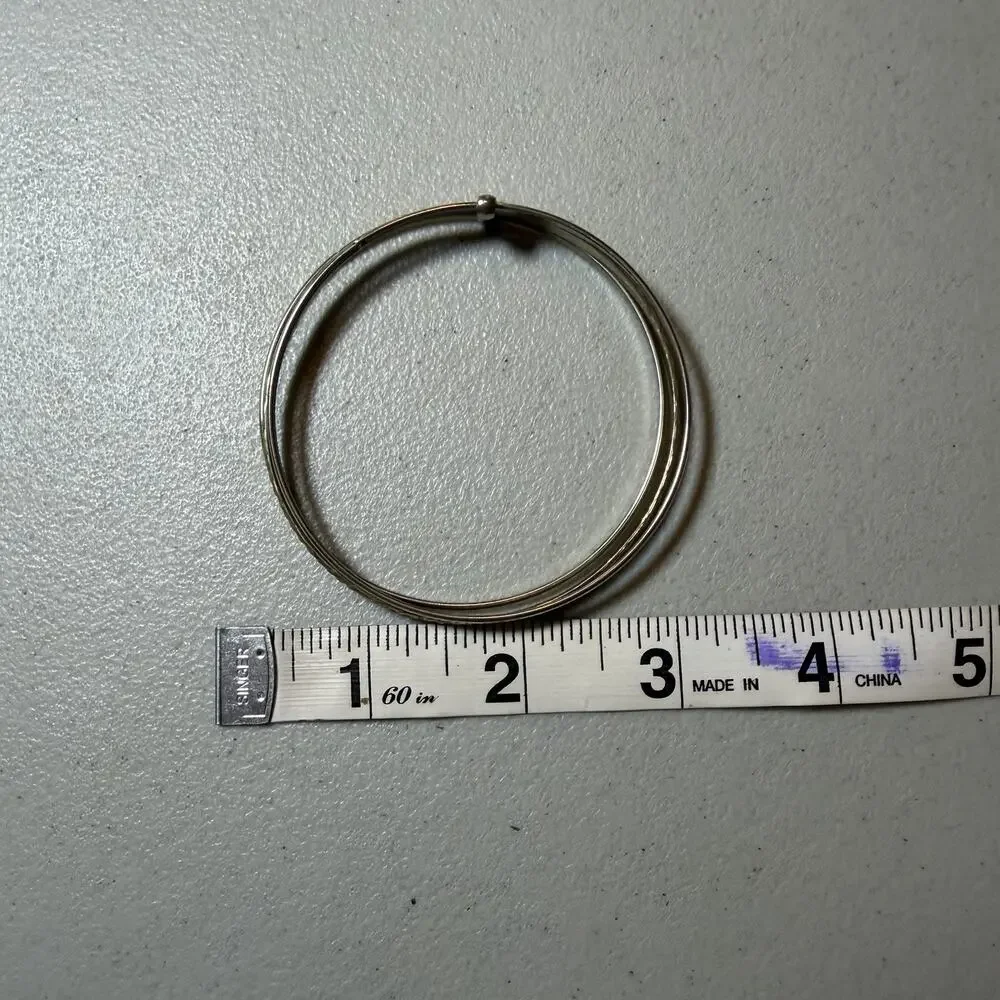 Silver and Gold Tone Multi Hoop Bangle Bracelet Thin Band Smooth And Textured